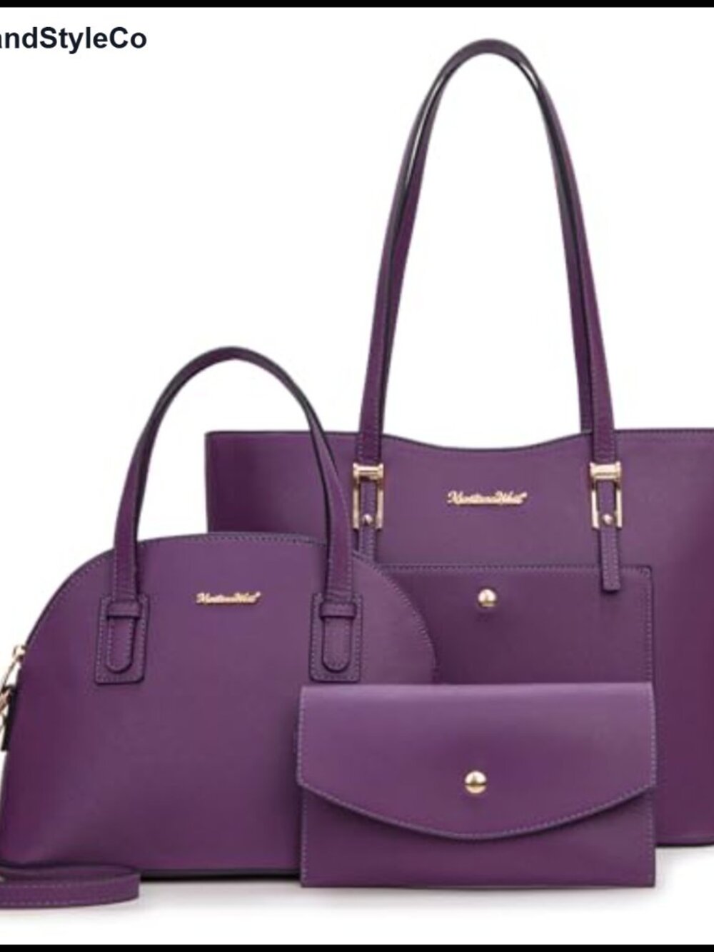 3PCS Faux Leather Tote & Wallet Set Shoulder Satchel Handbag Purse